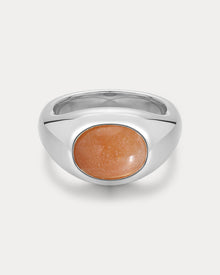 Sunset Stone Signet Ring | Silver | Natural Aventurine