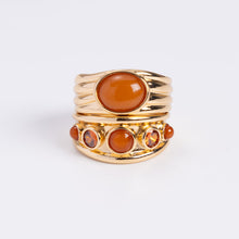 Valencia Ring Set | Red Natural Stone | Gold