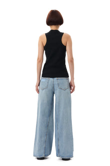 Rib Jersey Embellish Tank Top | Black