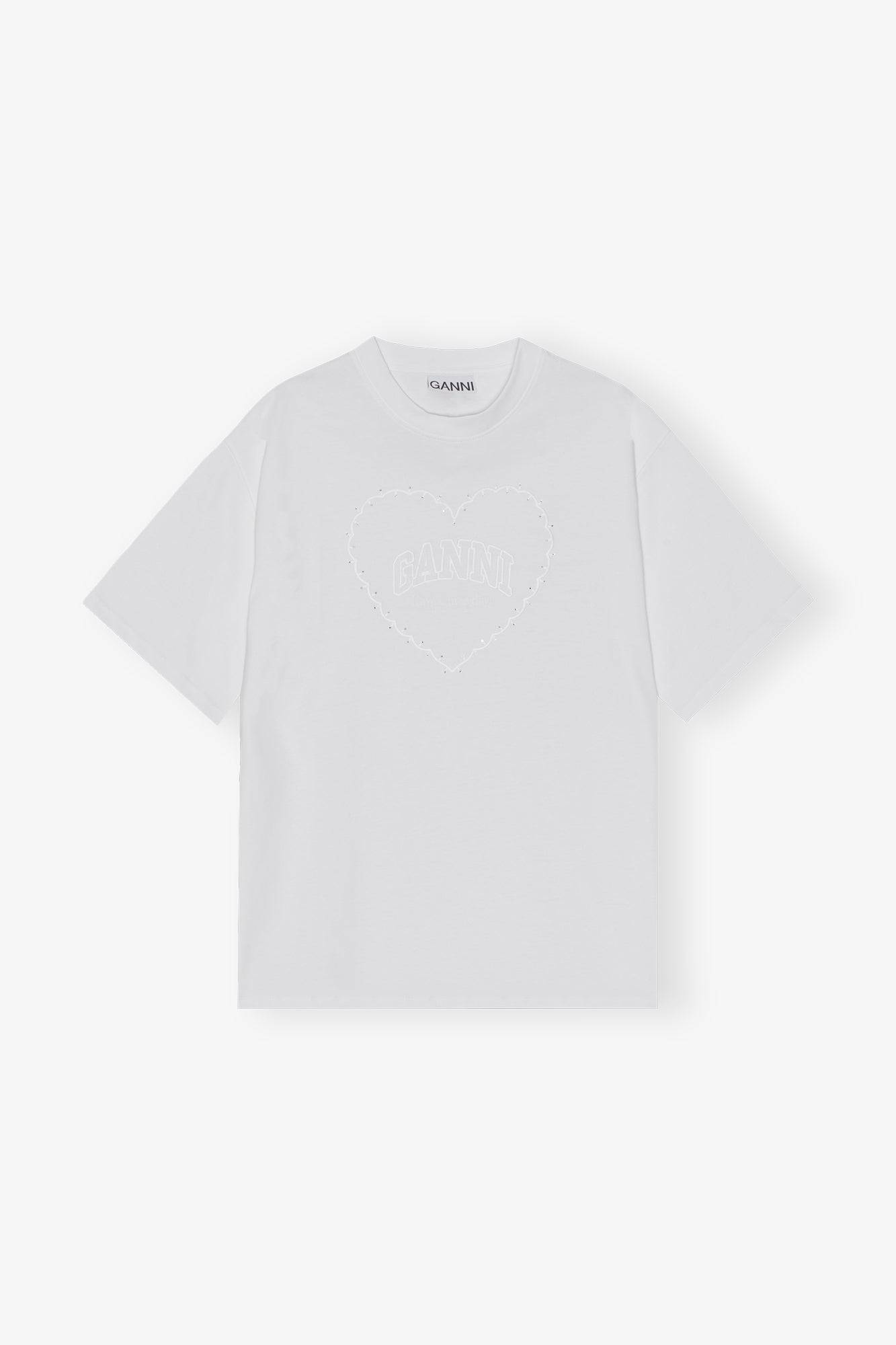 Heavy Cotton Drop Shoulder Heart T-shirt | Bright White