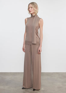 Tissue Cashmere Sleeveless Scarf Sweater | Walnut