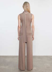 Tissue Cashmere Sleeveless Scarf Sweater | Walnut