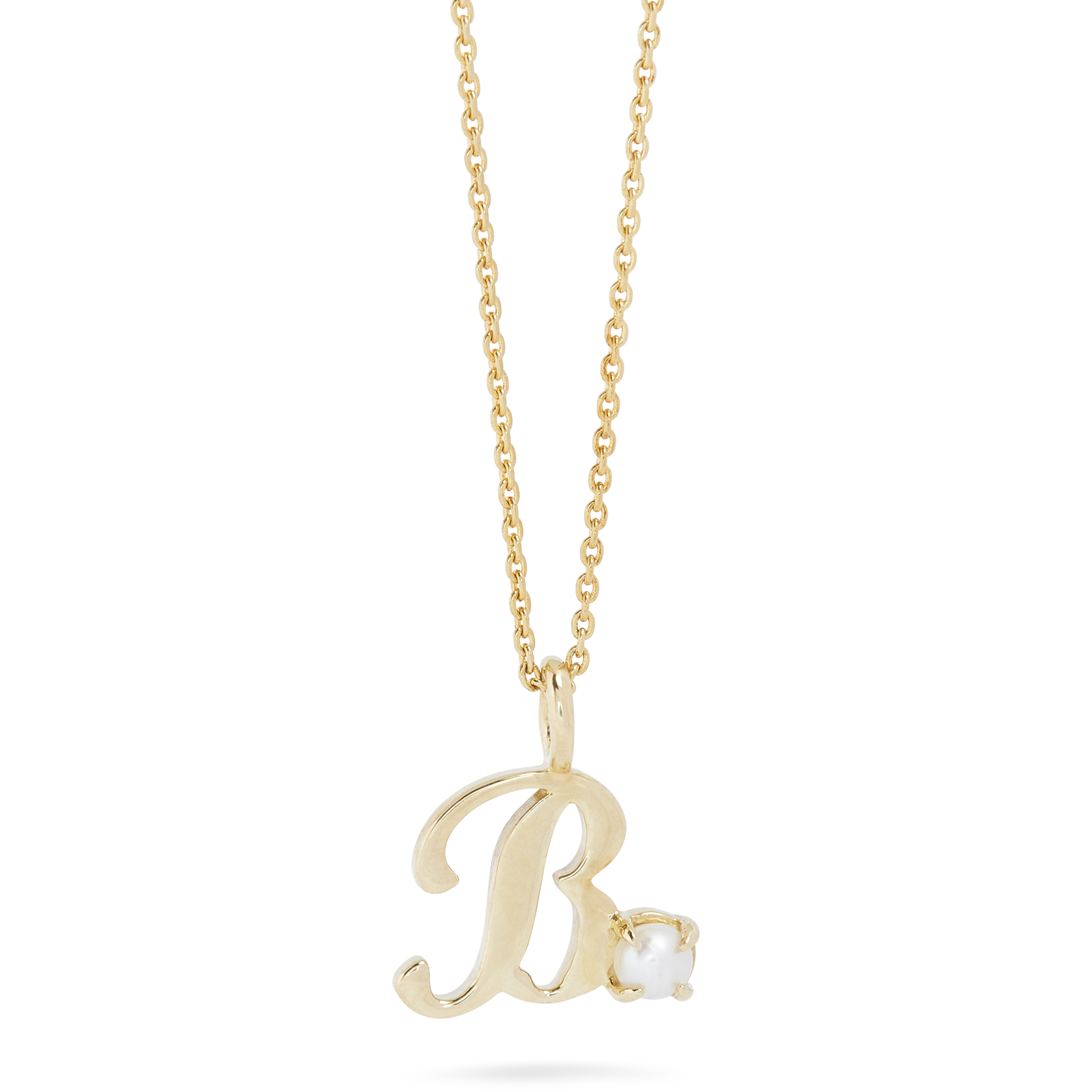 Teeny Pearl Cursive Initial Necklace