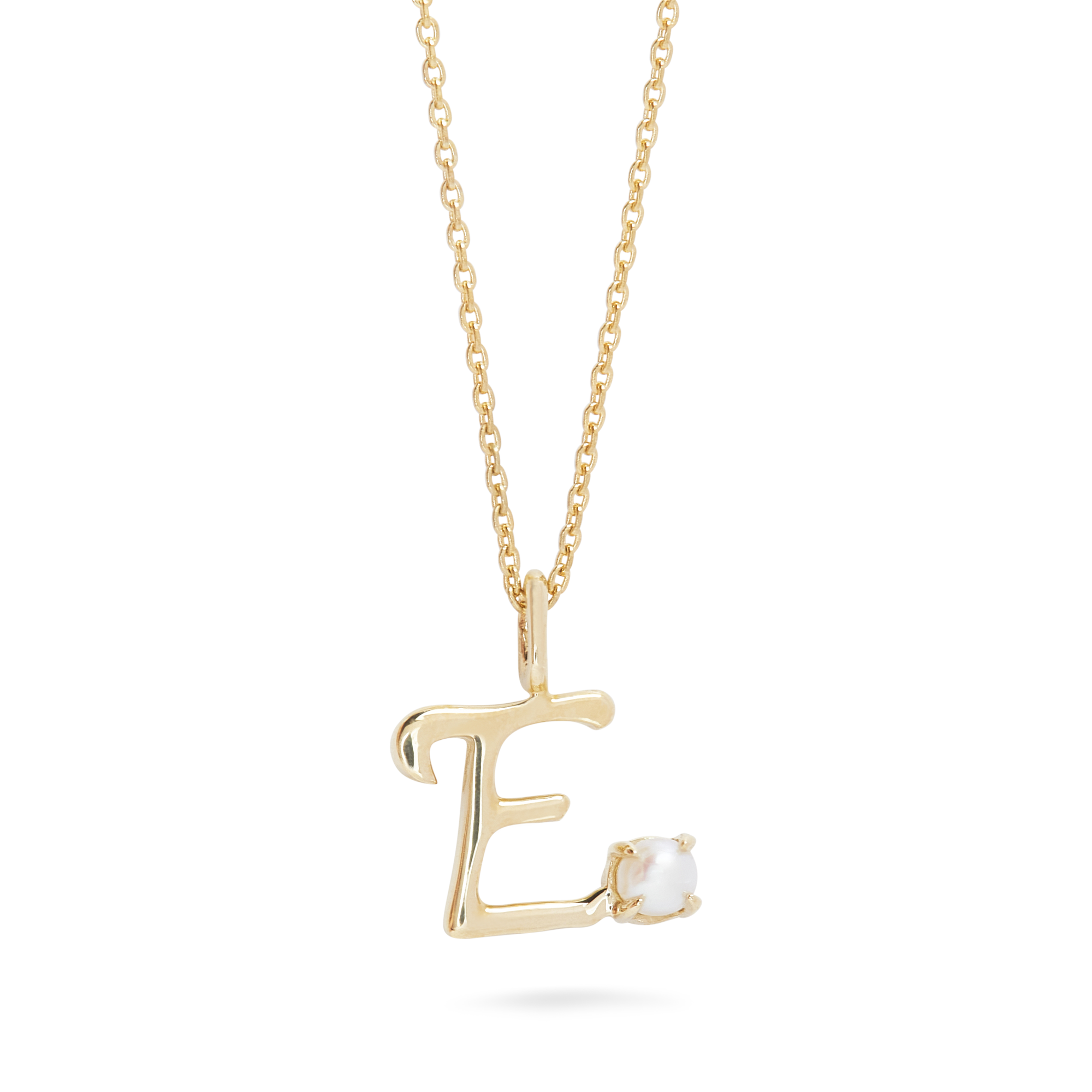 Teeny Pearl Cursive Initial Necklace