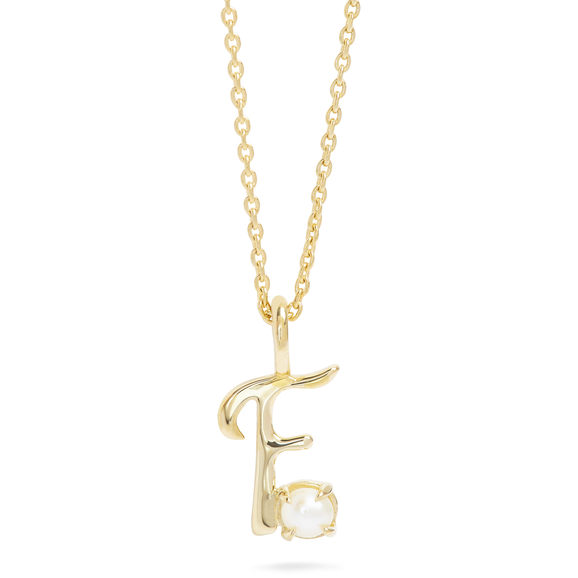 Teeny Pearl Cursive Initial Necklace