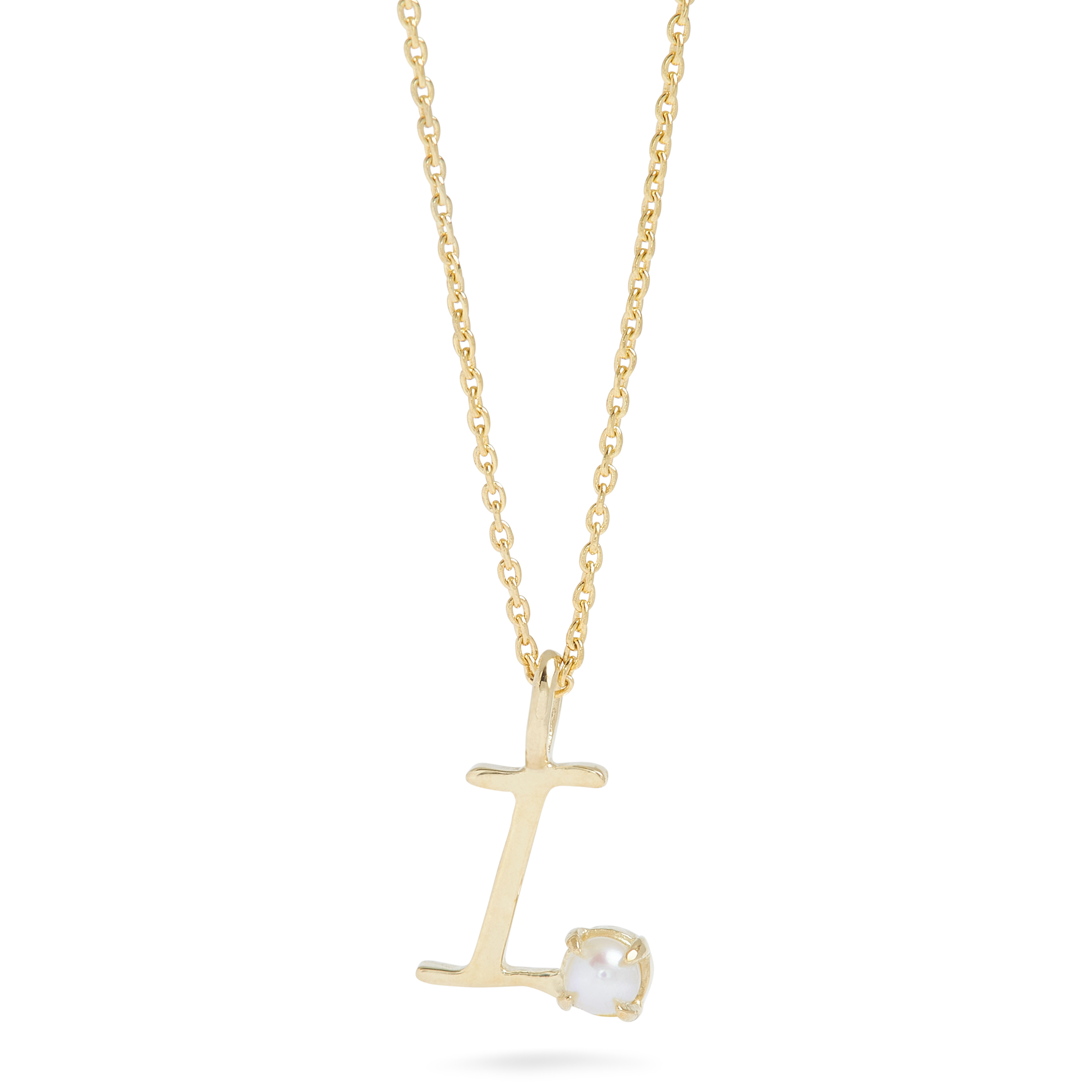 Teeny Pearl Cursive Initial Necklace