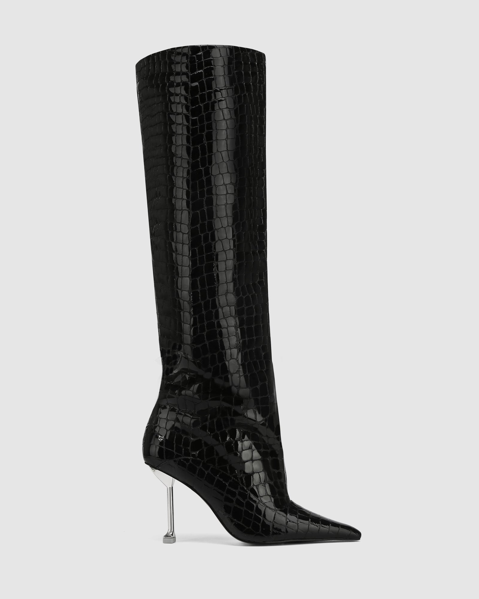 Womens | Texas Croc Patent Leather Boot | Black
