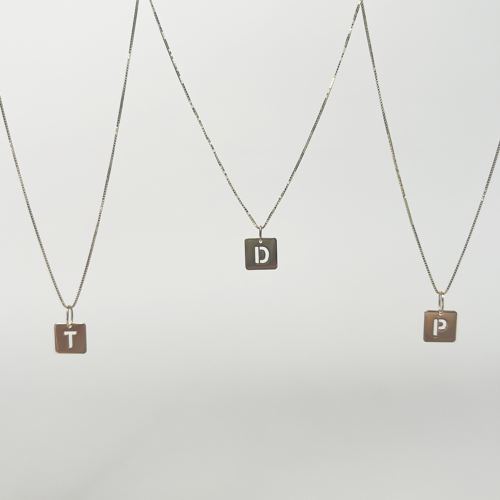 Cut Out Initial Tag Necklace | 10K Solid Yellow Gold