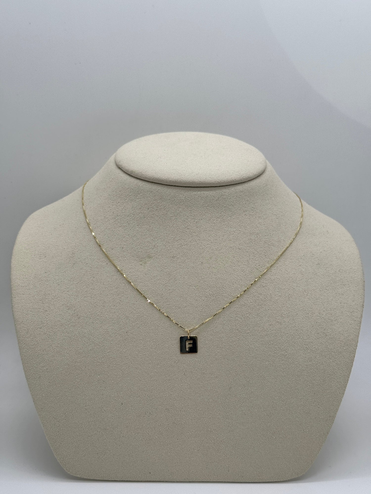 Cut Out Initial Tag Necklace | 10K Solid Yellow Gold