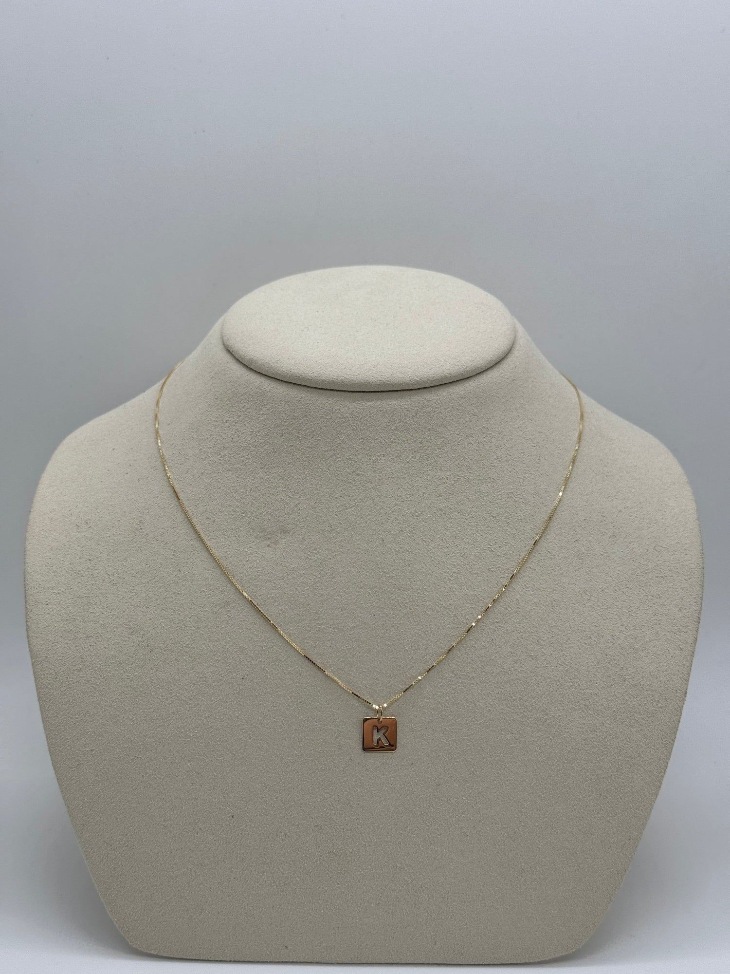 Cut Out Initial Tag Necklace | 10K Solid Yellow Gold