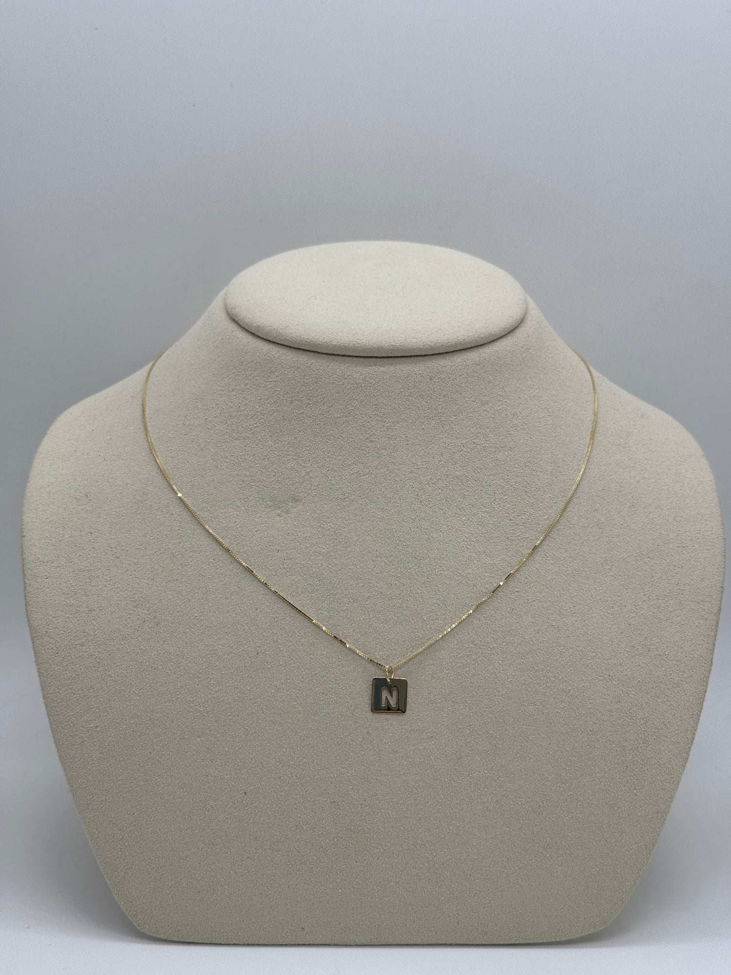 Cut Out Initial Tag Necklace | 10K Solid Yellow Gold