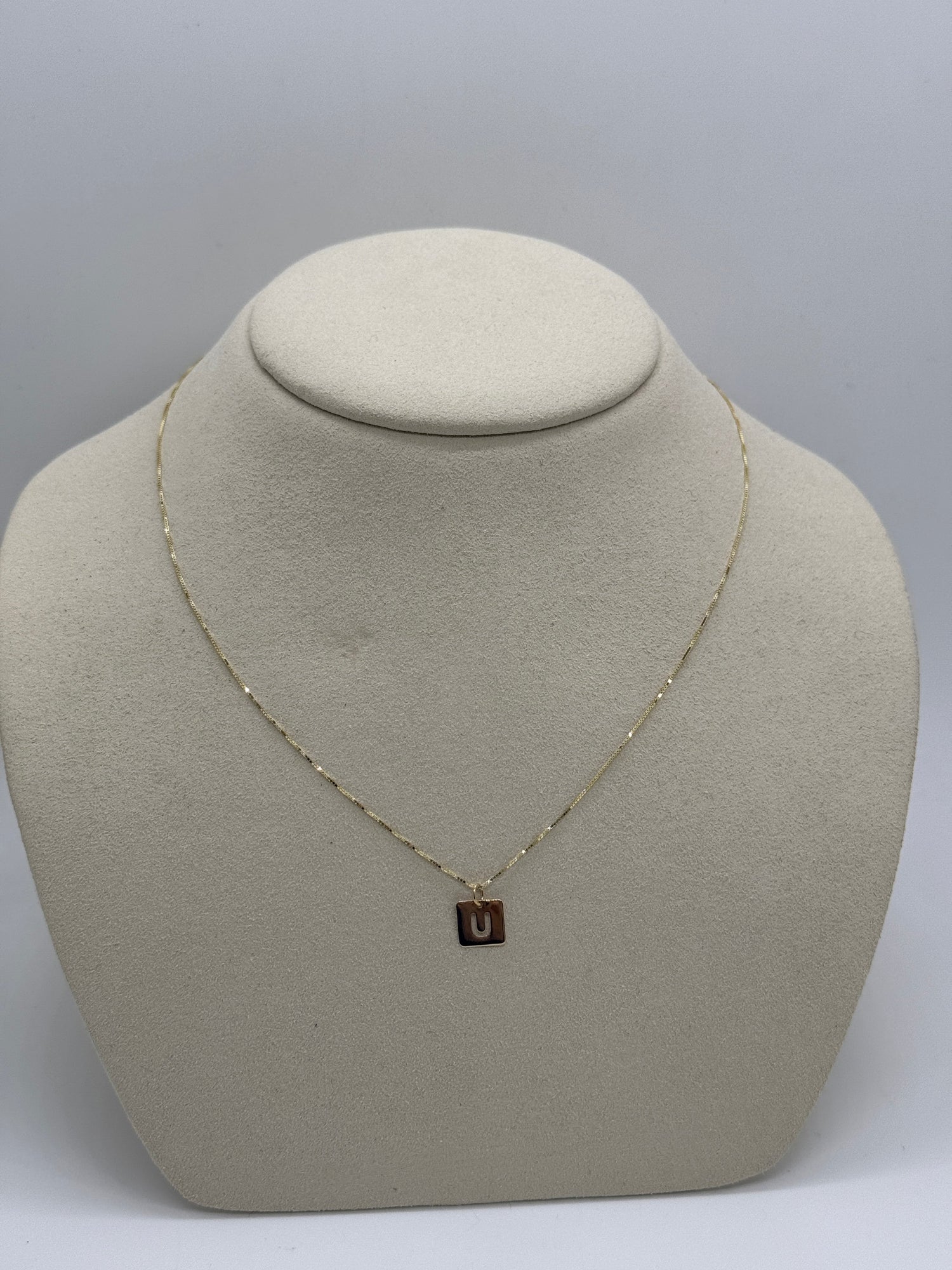 Cut Out Initial Tag Necklace | 10K Solid Yellow Gold