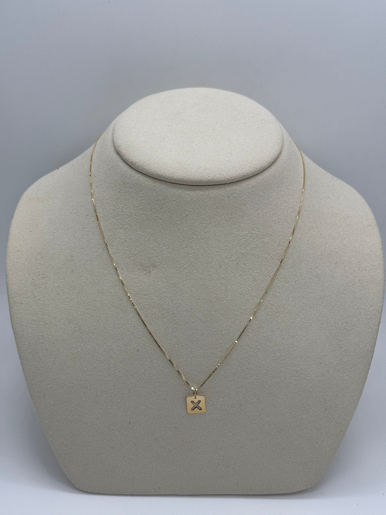Cut Out Initial Tag Necklace | 10K Solid Yellow Gold