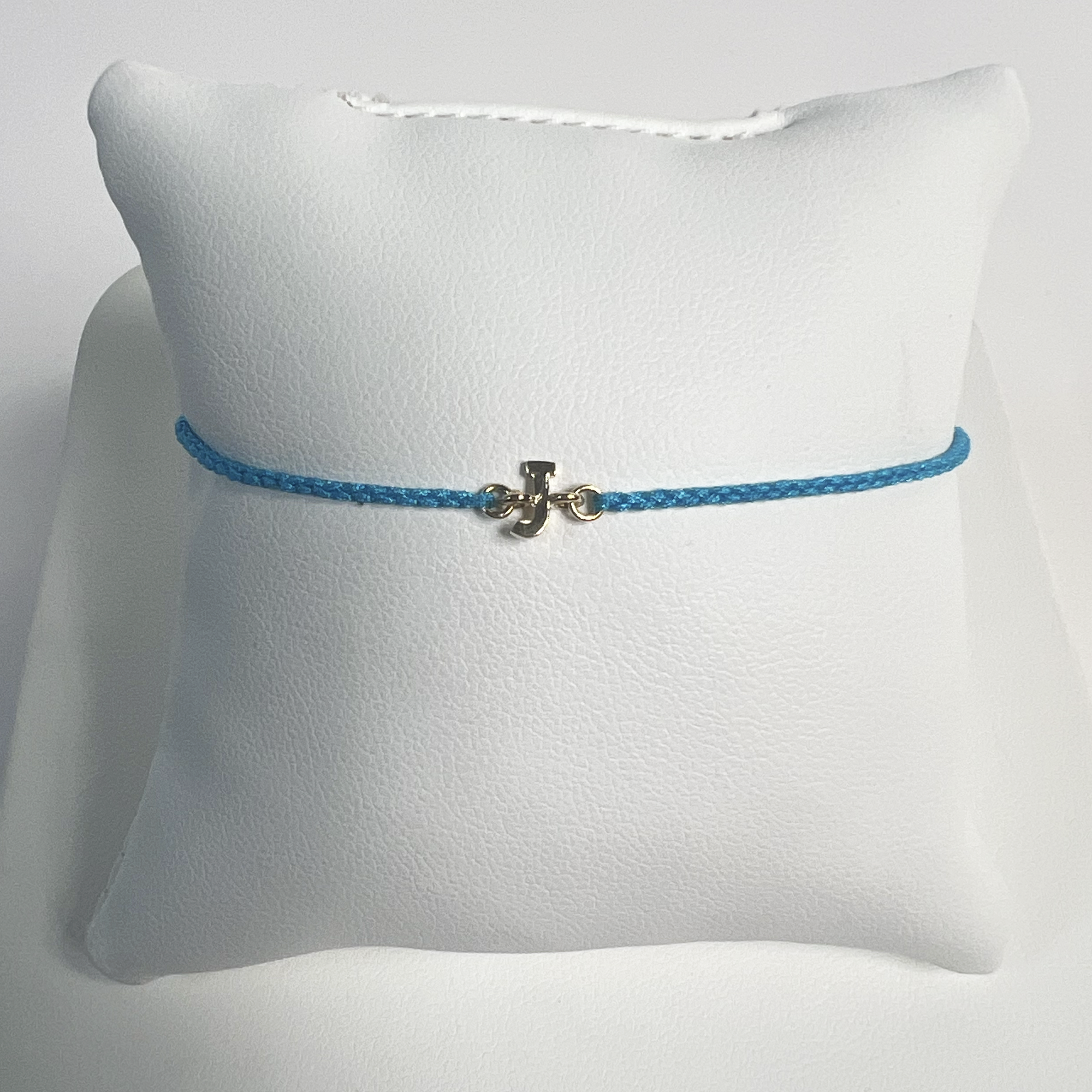 Friendship Initial Bracelet | 10K Yellow Gold | Royal Blue