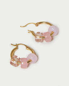 Toukie Beaded Hoop | Gold/Pink Multi