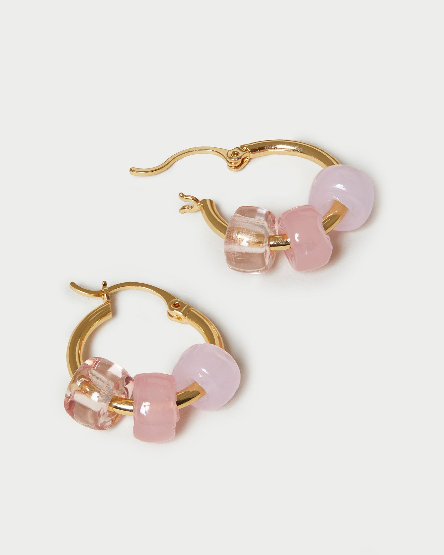 Toukie Beaded Hoop | Gold/Pink Multi