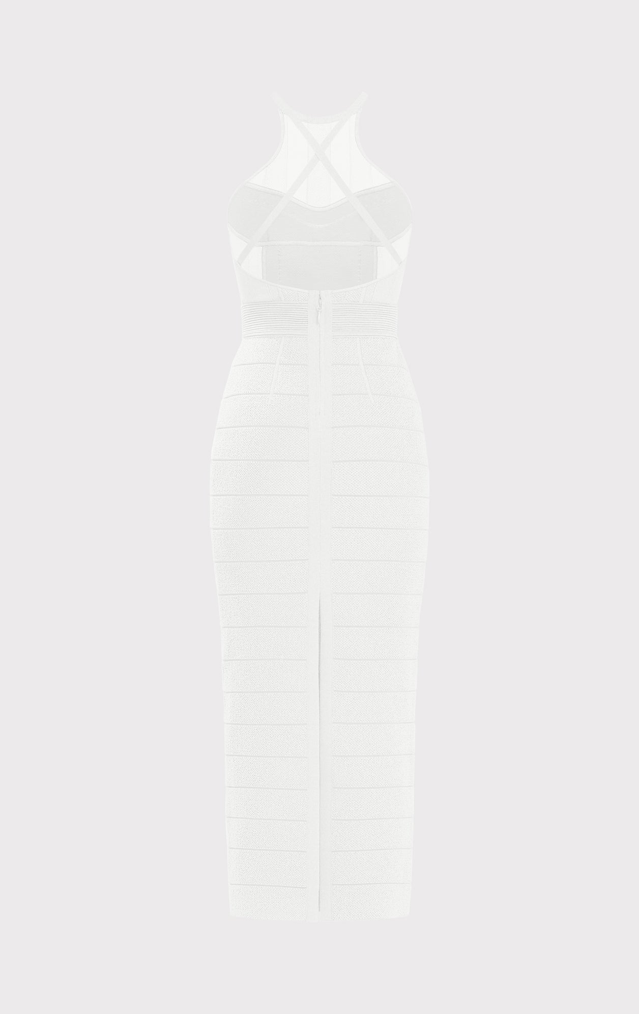 Textured Sheer Bustier Halter Gown | Alabaster