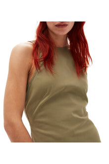 Taffeta Mix Open Back Dress | Aloe