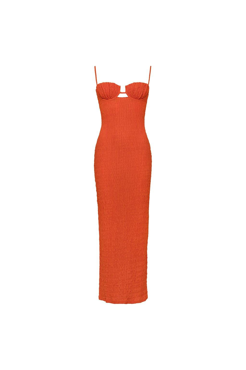 Petal Long Slip Dress | Tangerine