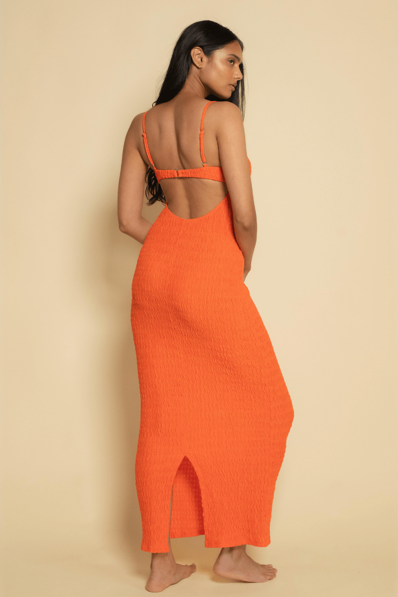 Petal Long Slip Dress | Tangerine