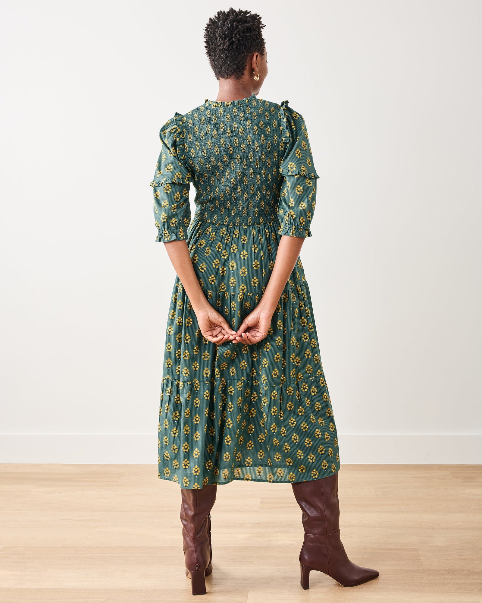 Texas Bouquet - Myrtle Dress - Desert Moss - Printfresh