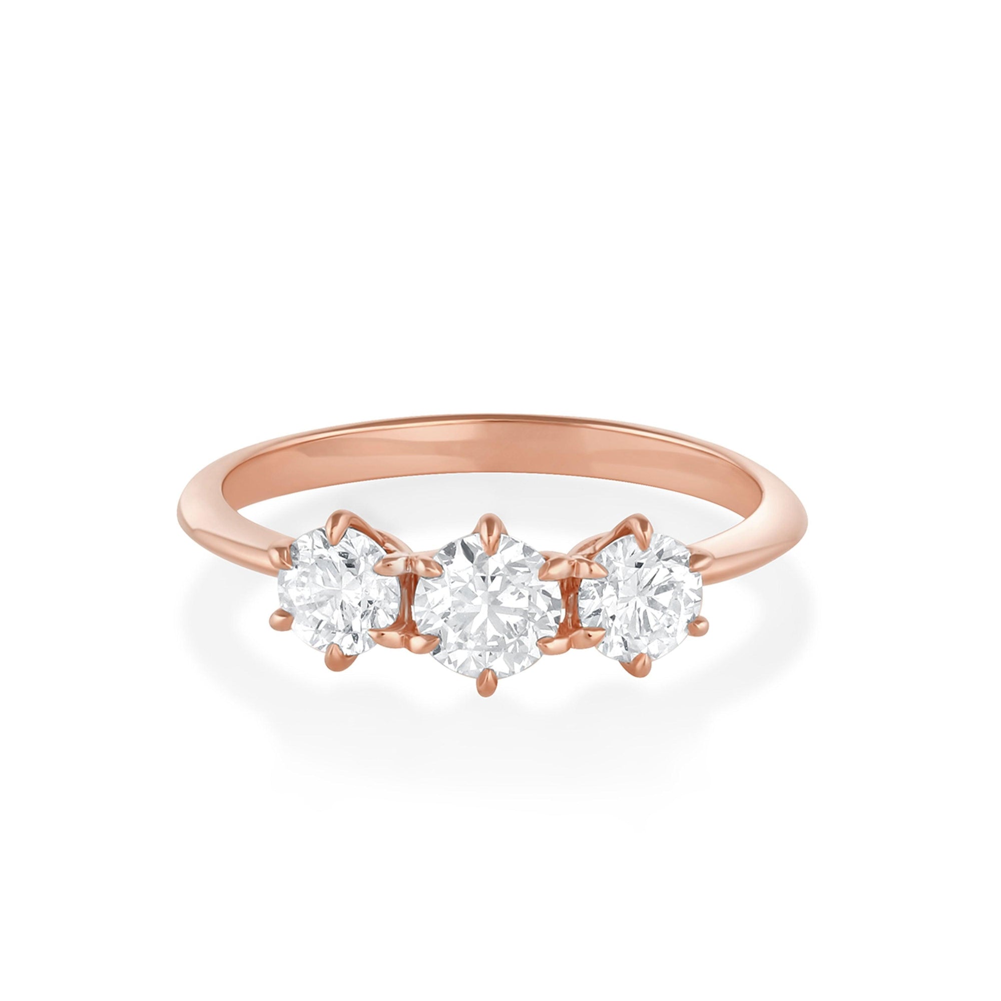 Women | The Maude Three–Stone Engagement Ring | 14k Rose Gold