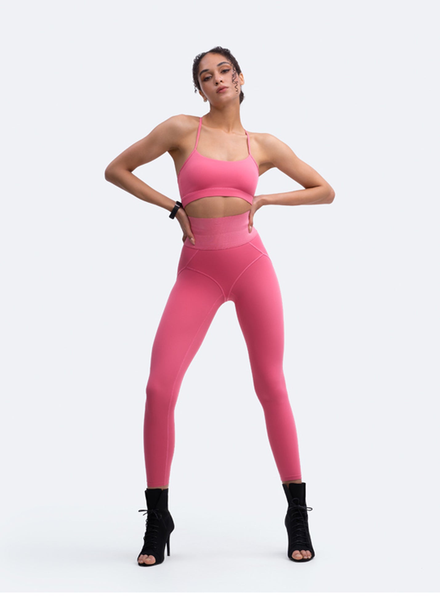 Thin Straps Seamless Sports Bra | Pink