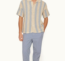 Thomas Crochet Crochet Stripe Organic Cotton Shirt Knitted | Light Sky Pool/White Sand