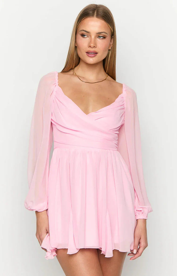 Tiffany Long Sleeve Mini Dress | Pink
