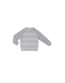 Toddler | Cozychic Ultra Lite Heathered Stripe Raglan Pullover | Heather Moonbeam-Sand Dune