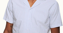 Travis Capri Collar Twin Stripe Cotton Shirt | Light Island Sky/White