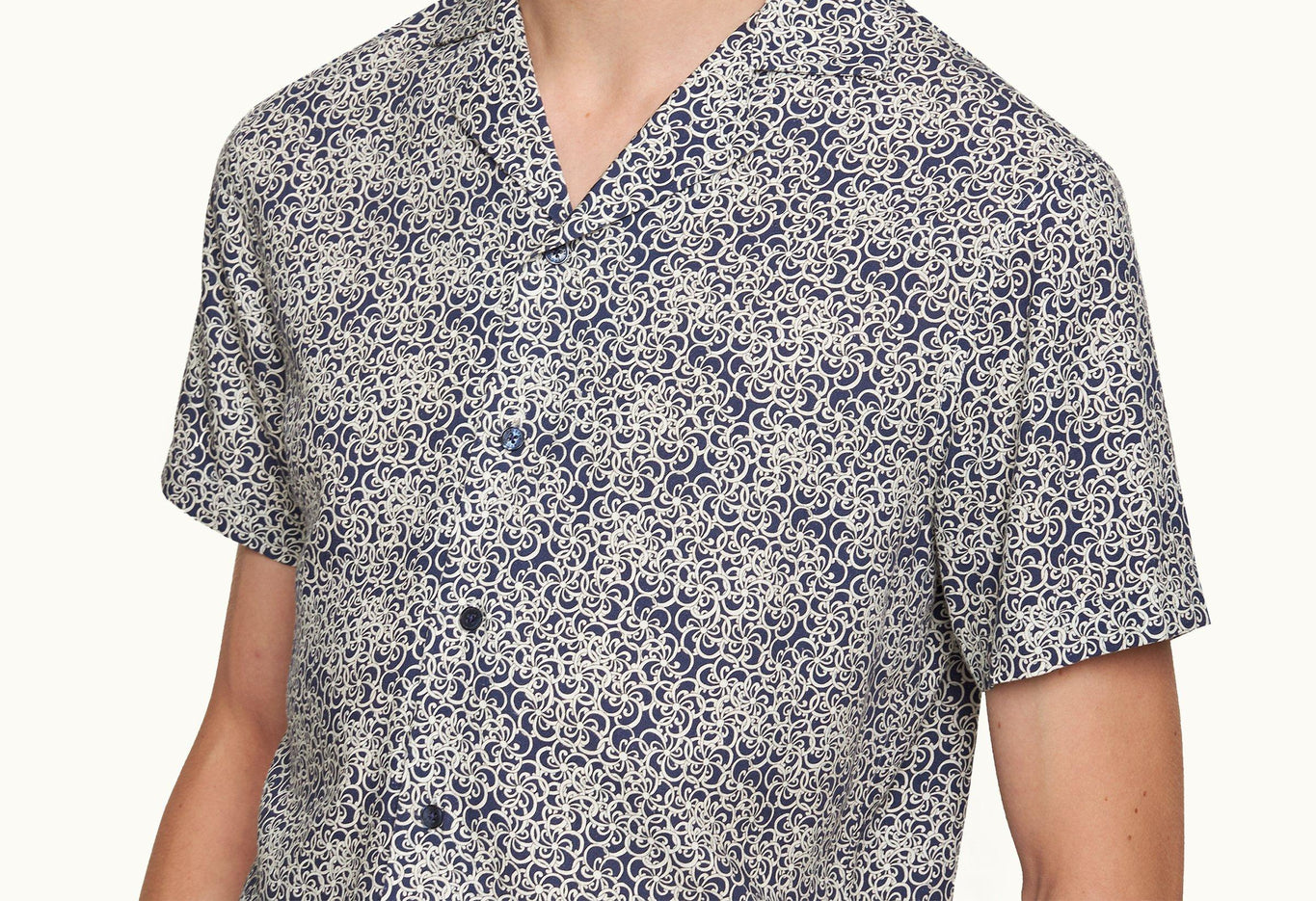 Travis Floral Print Capri Collar Shirt | Midnight Navy