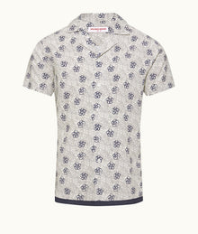 Travis Floral Print Capri Collar Shirt | White Sand