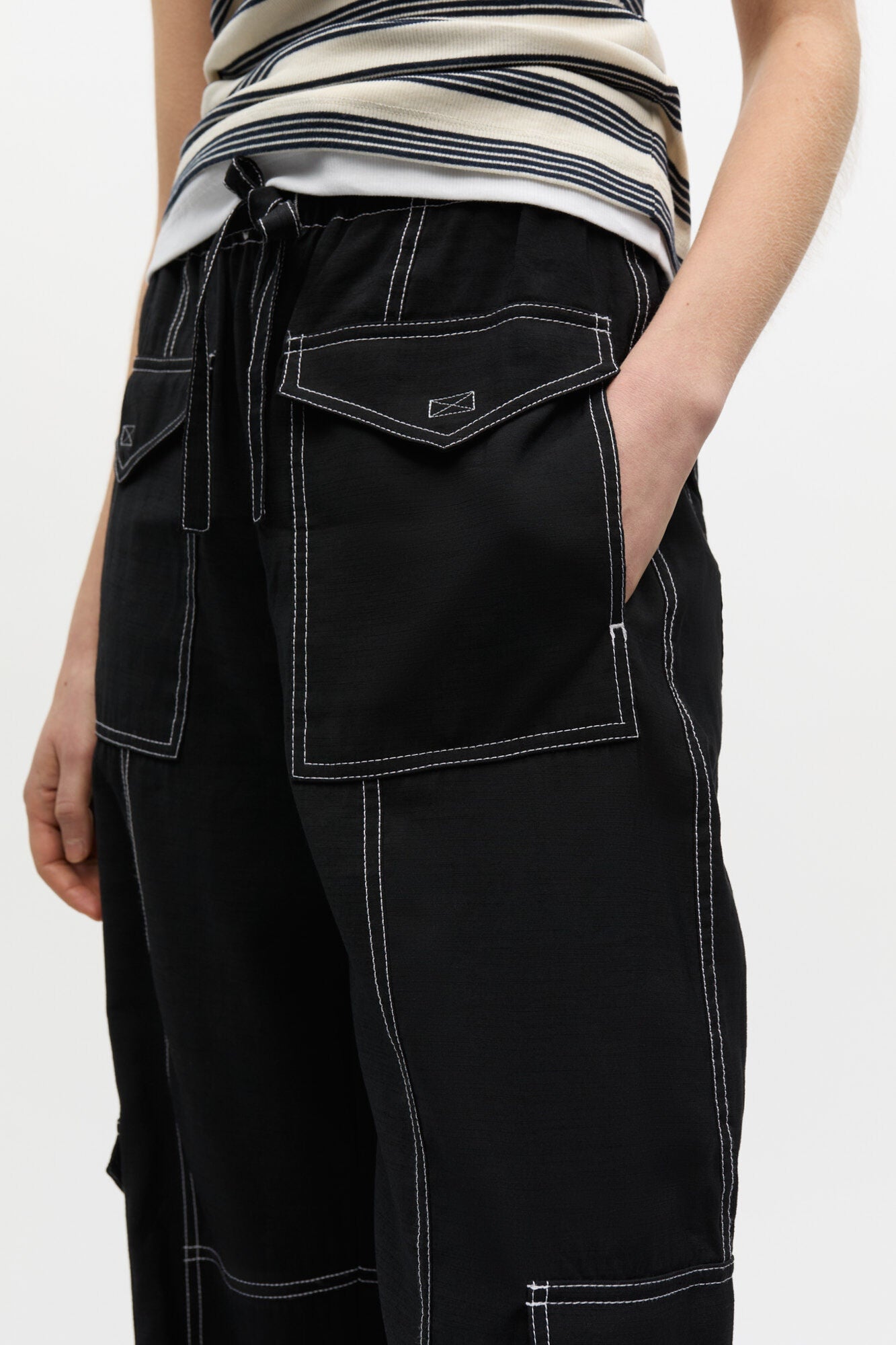 Trousers in Light Slub | Black