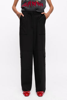 Twill Suiting Cargo Trousers | Black