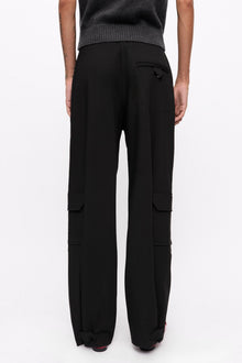 Twill Suiting Cargo Trousers | Black