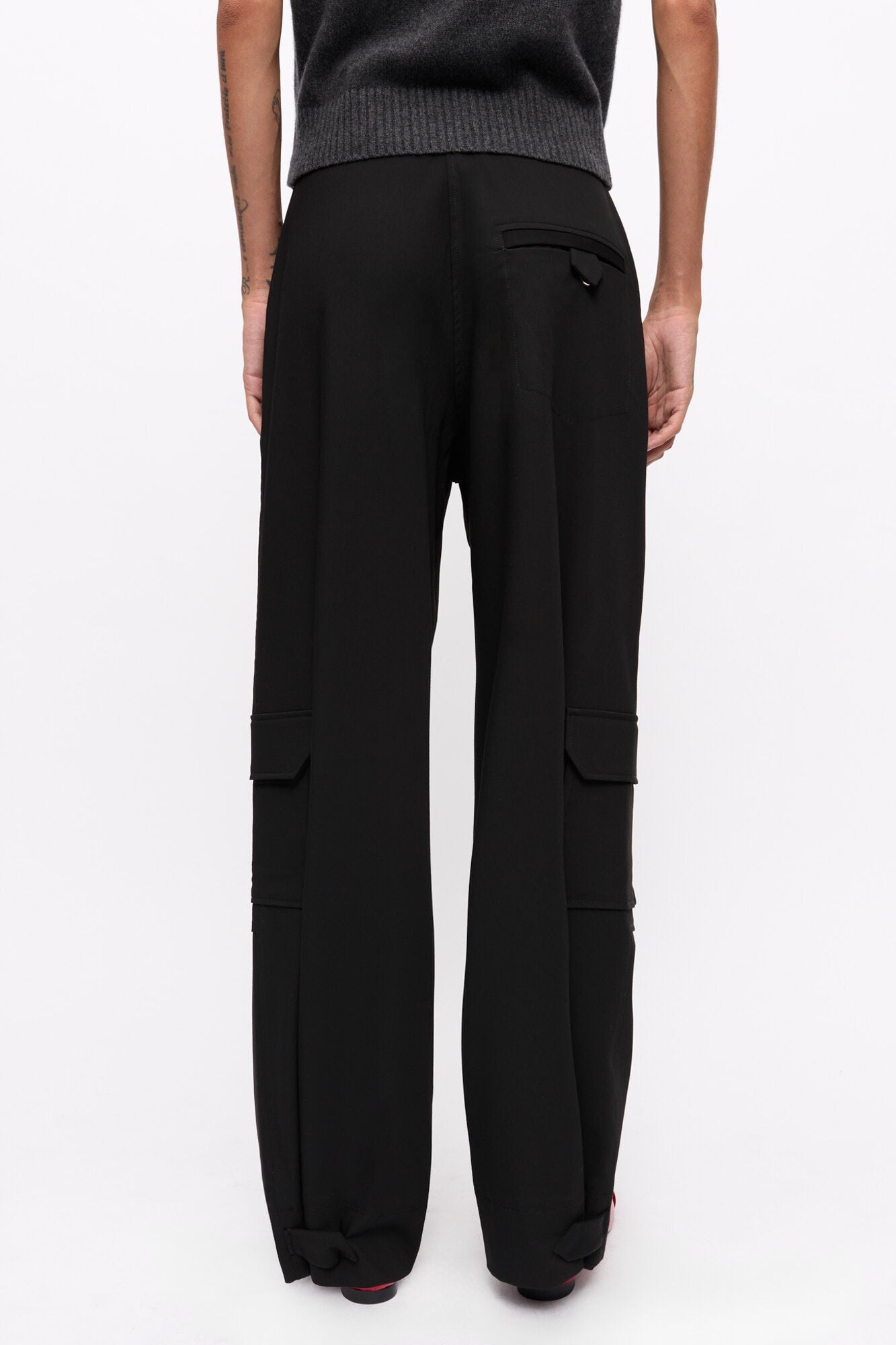 Twill Suiting Cargo Trousers | Black