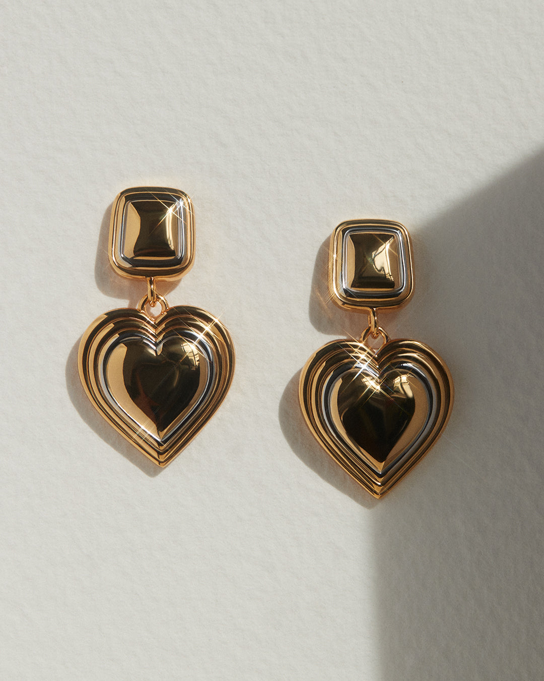 Two-Tone Heart Earrings | Silver