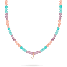Unicorn Beaded Diamond Initial Necklace