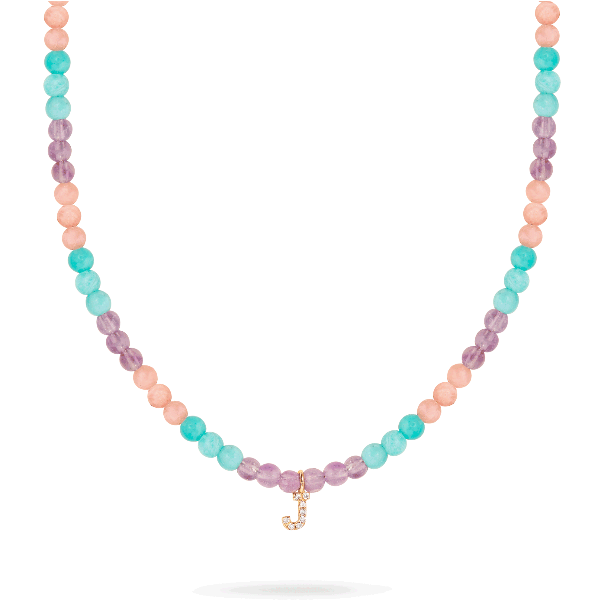 Unicorn Beaded Diamond Initial Necklace