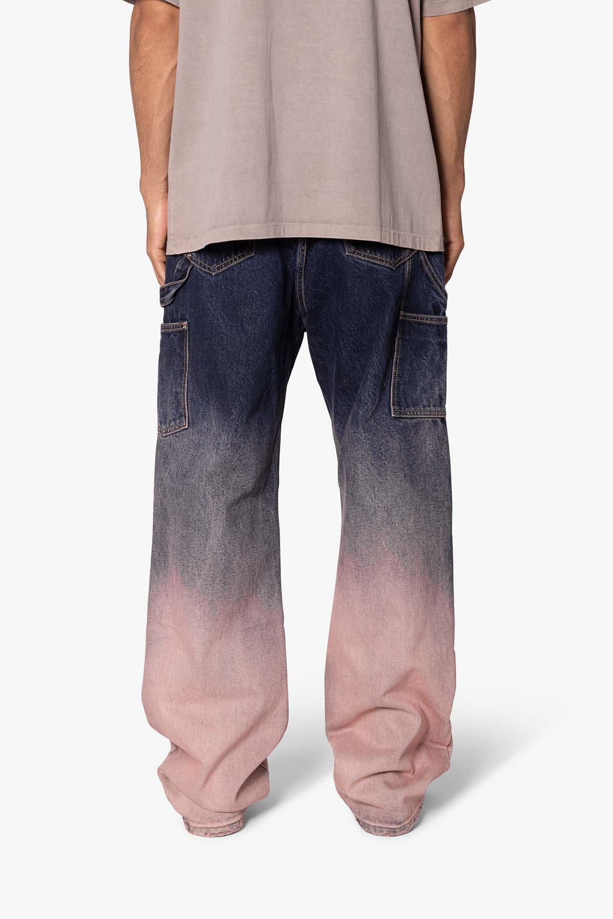 Ultra Baggy Gradient Double Knee Denim | Blue x Pink