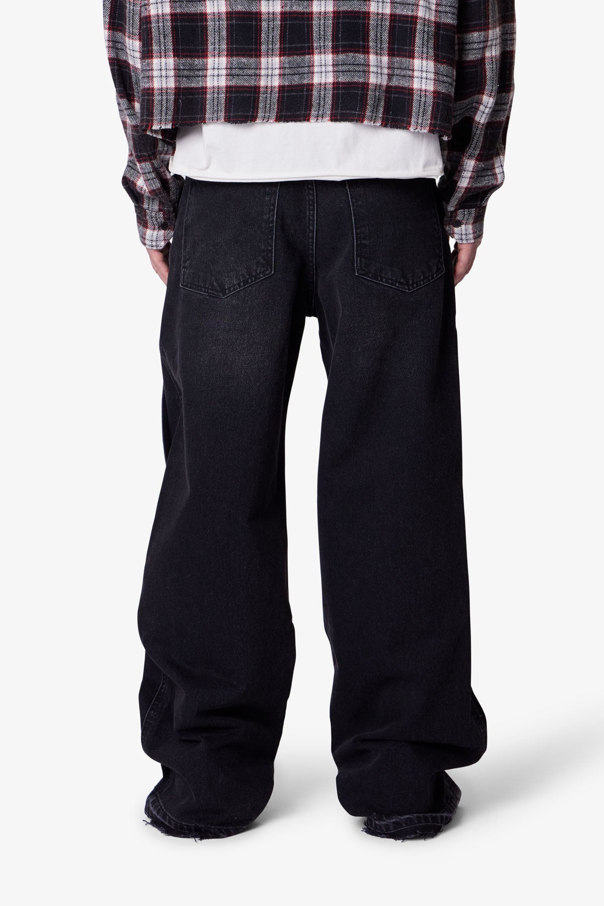 Ultra Baggy Offset Button Denim | Black