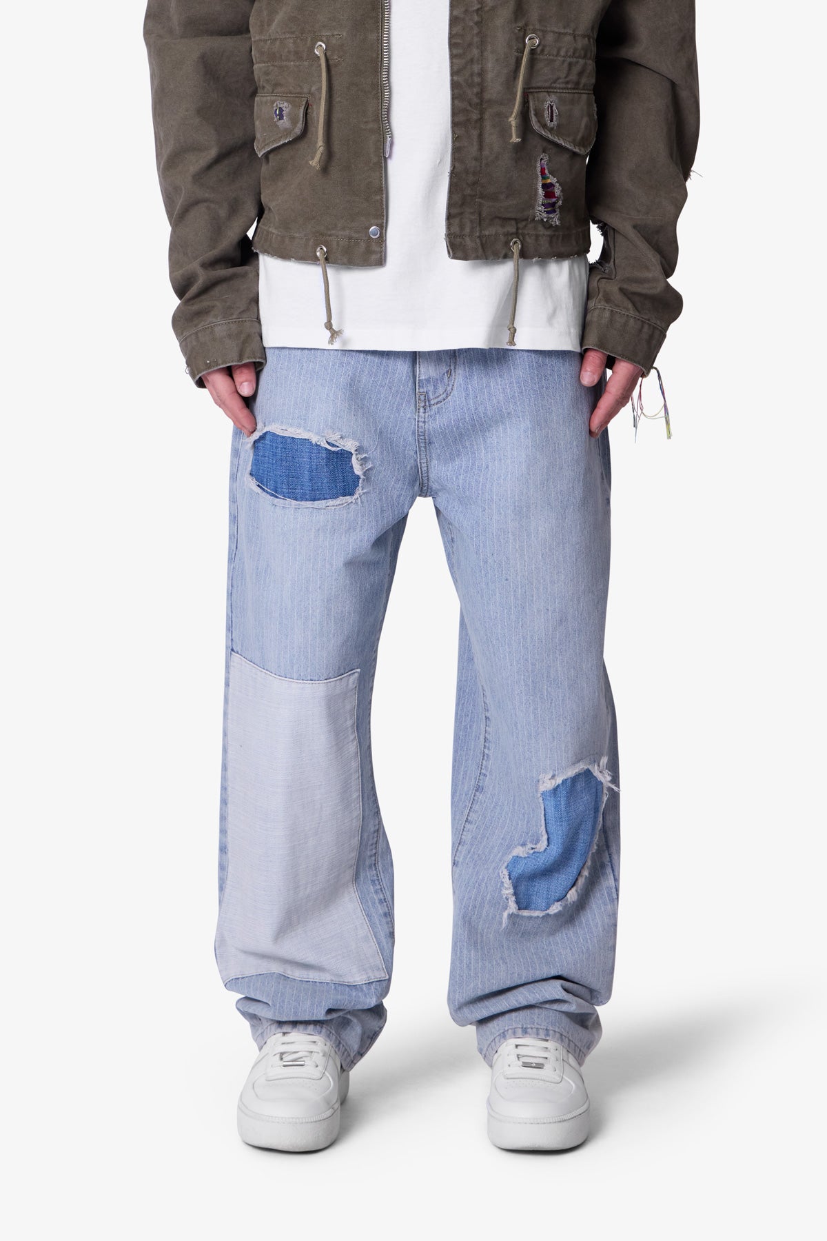 Ultra Baggy Patched Up Denim | Light Blue