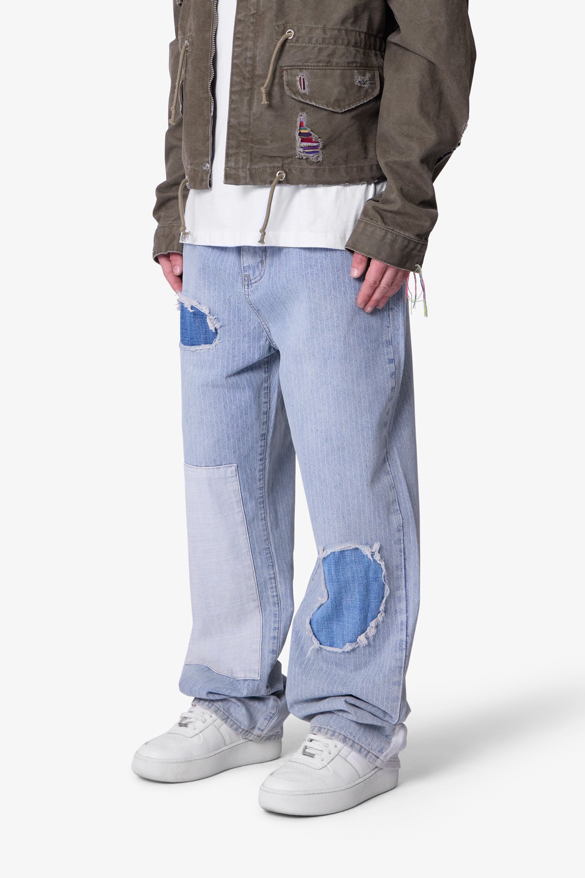 Ultra Baggy Patched Up Denim | Light Blue