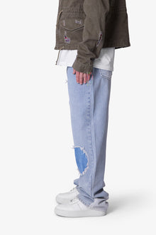 Ultra Baggy Patched Up Denim | Light Blue