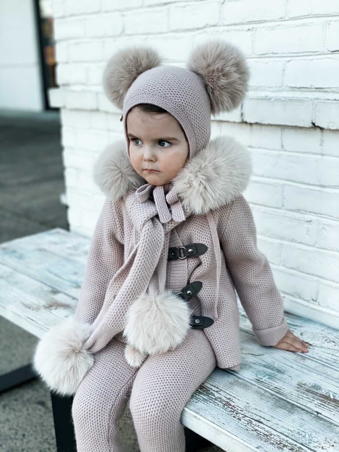 Unisex | Honeycomb Faux Fur Cashmere Scarf | Dusty Pink