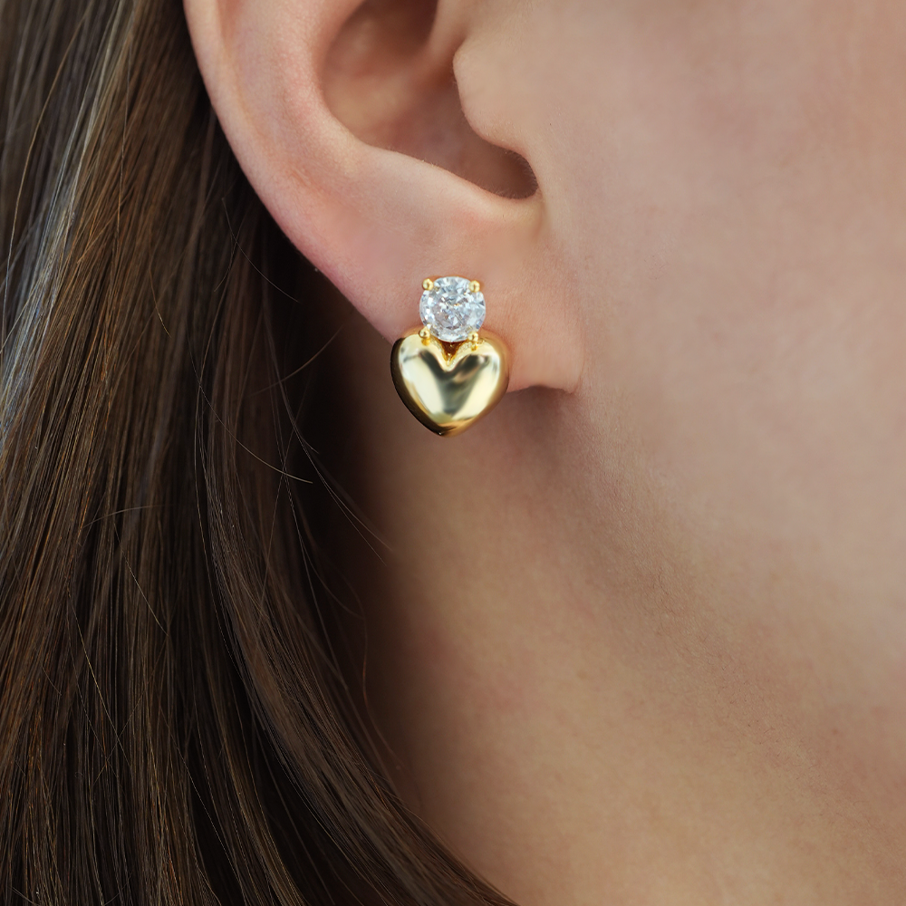 Scarlette Heart Studs | 18K Yellow Gold-Plated