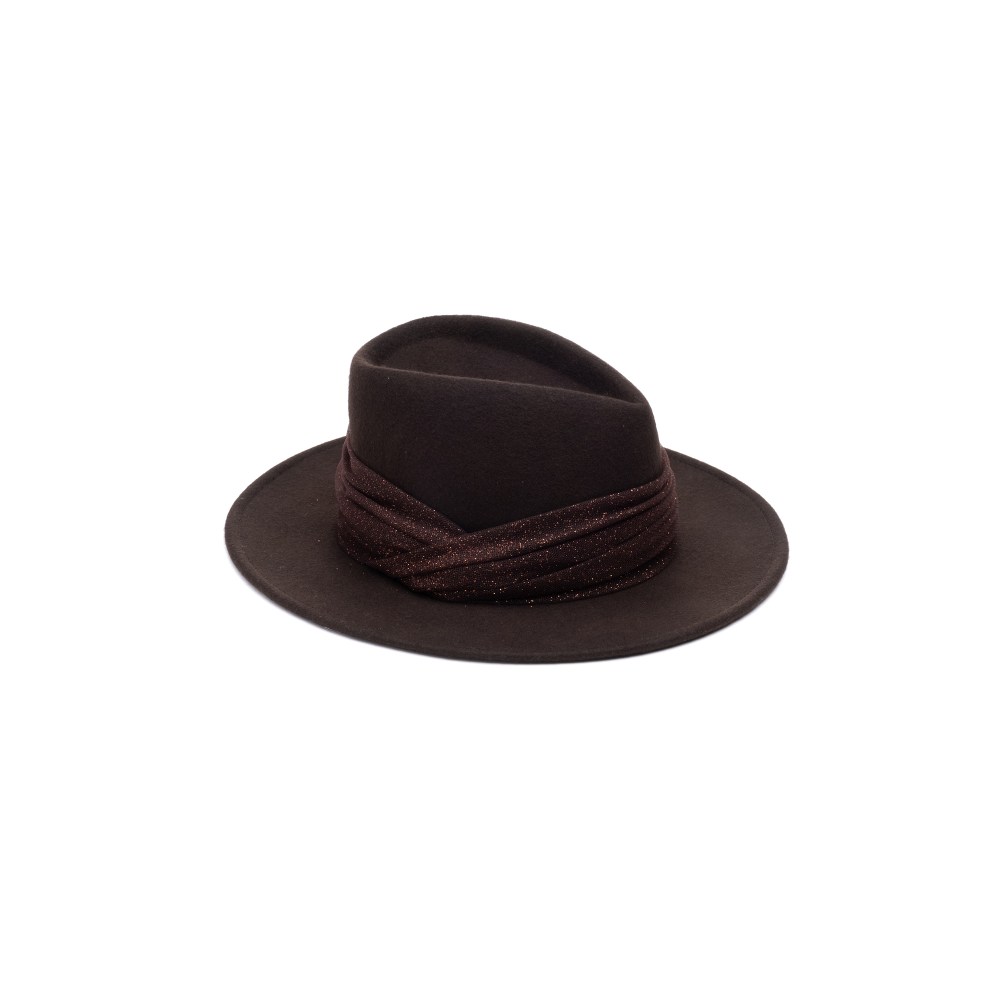 Blaine Sparkle Wool Felt Fedora | Chocolate