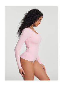 V-Neck Long Sleeve Top | Ballet Pink