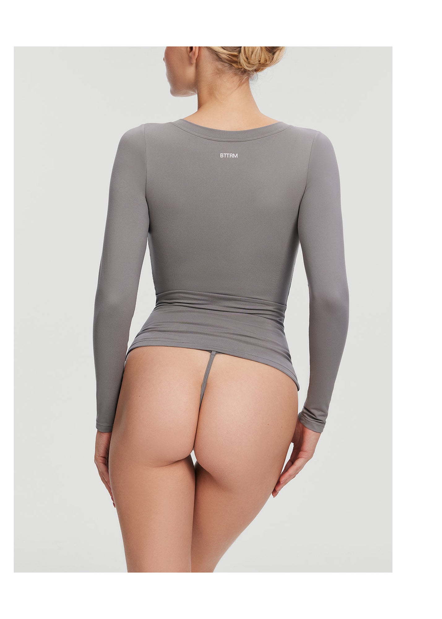 V-Neck Long Sleeve Top | Cool Gray